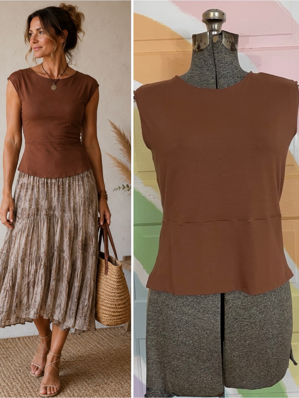 Angelrox Suger Hug Shaper Boat Neck Top Cedar Brown Sz Joy Fits More 12/14 💛🎀